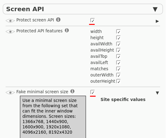 CanvasBlocker Screen-API faken