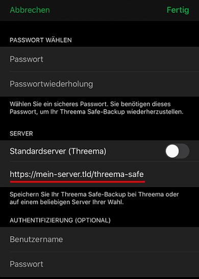 Threema Safe Backup auf eigenem WebDAV Server